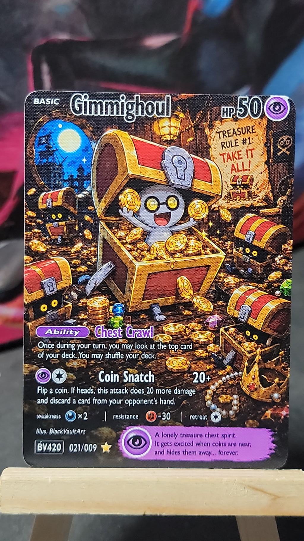 Gimmighoul custom fan-art collectible card front