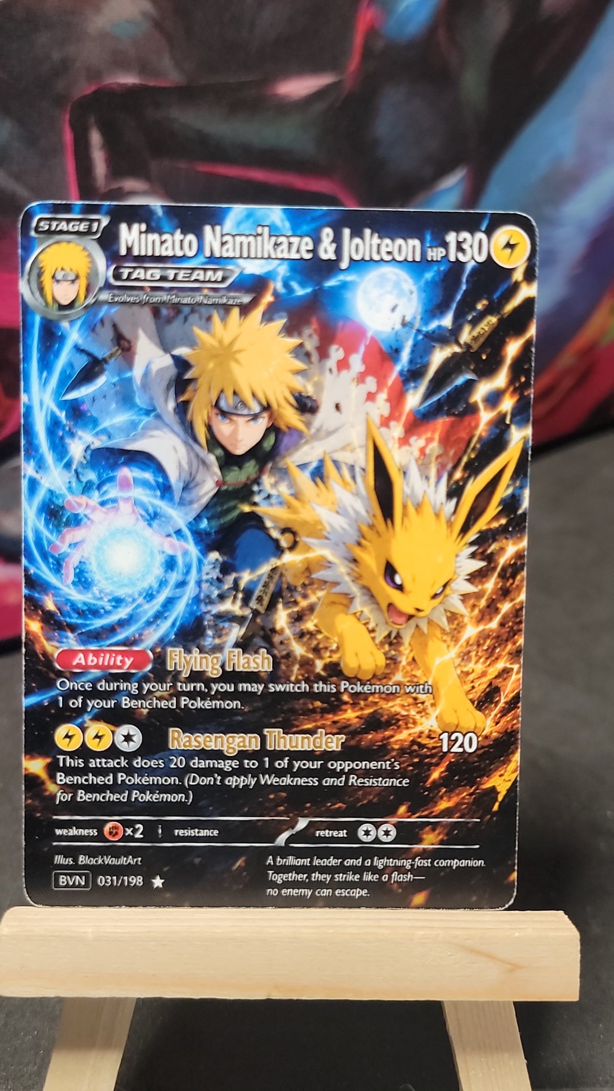 Minato Namikaze and Jolteon Naruto Pokémon crossover fan art card front