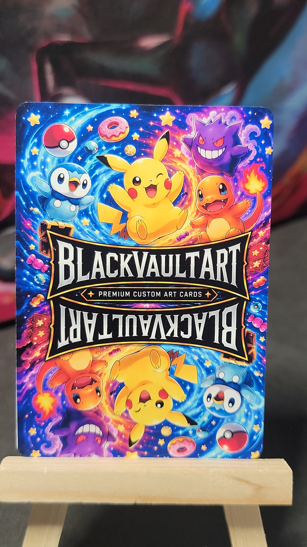 Kiri and Leafeon Avatar x Pokémon crossover holo fan-art collectible back