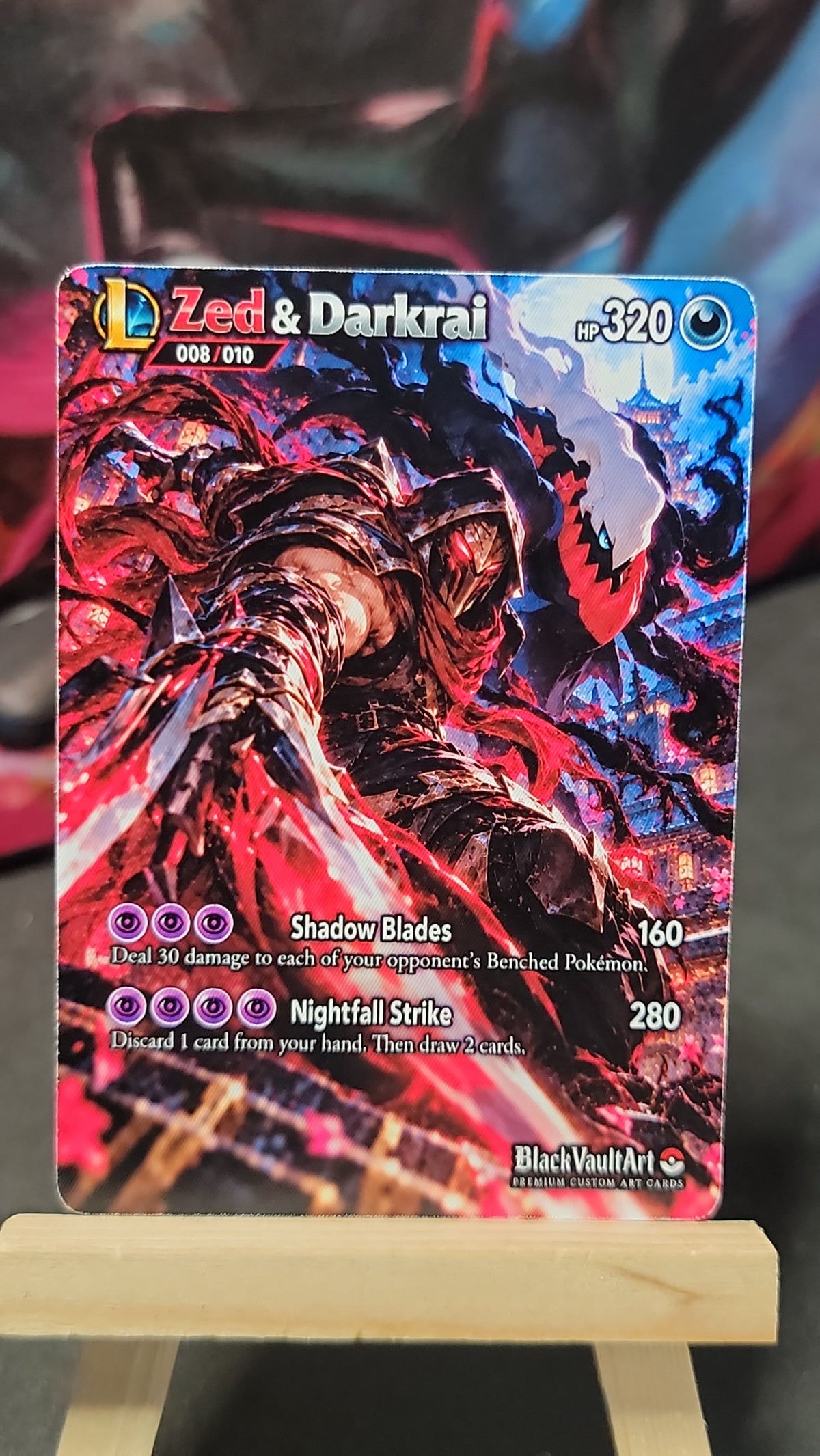 Zed and Darkrai League of Legends Pokémon crossover fan art card front